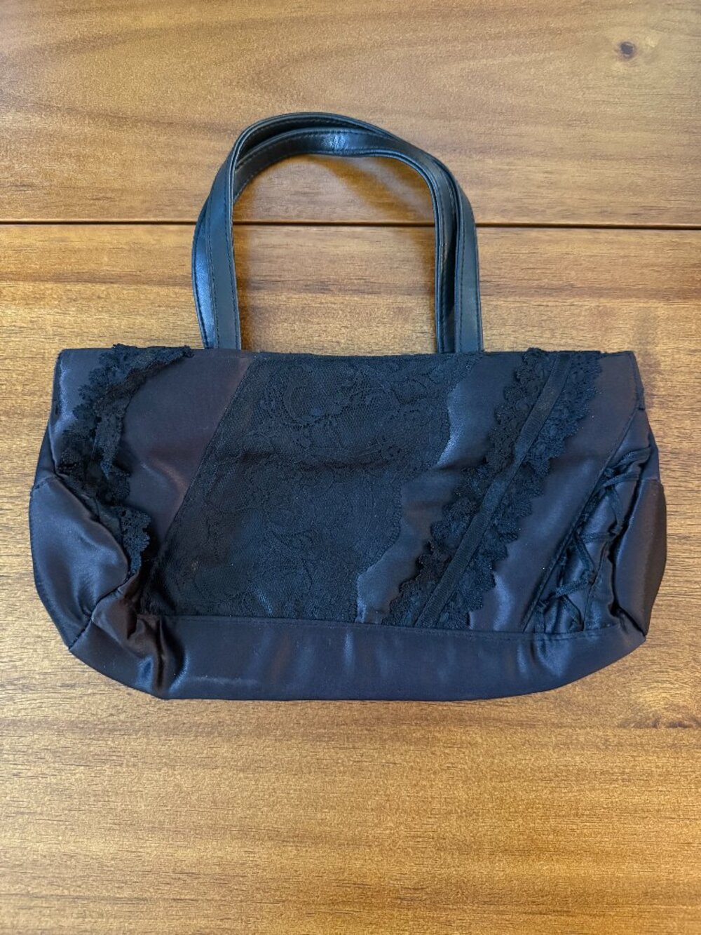 Victoria's Secret Black Lace Satin Handbag